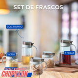 FRASCOS DE VIDRIO 5 PIEZAS